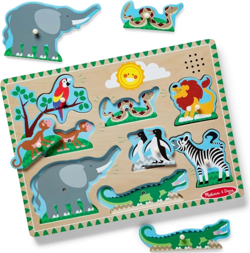 Melissa & Doug rompecabezas de madera con sonidos Animales del zoo