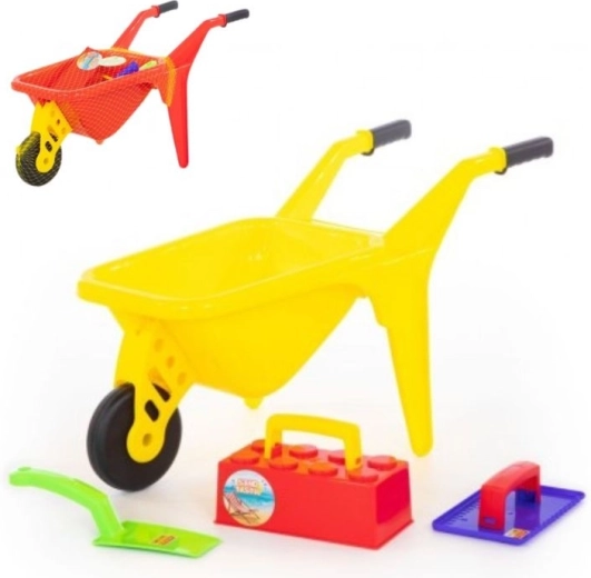Carretilla infantil con set de construcción para arena