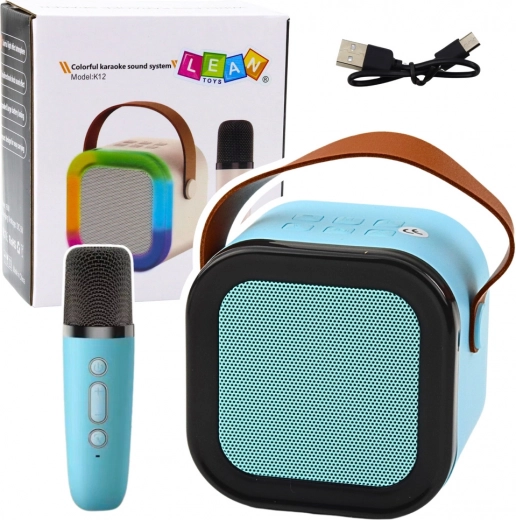 Altavoz de karaoke inalámbrico con micrófono K12 RGB Bluetooth azul
