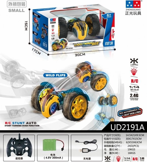 Coche RC de acrobacias 1:14 con rotación 360° y 2,4 GHz