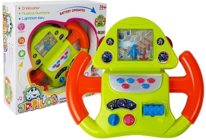 Simulador de vuelo interactivo: volante con efectos de sonido y luz