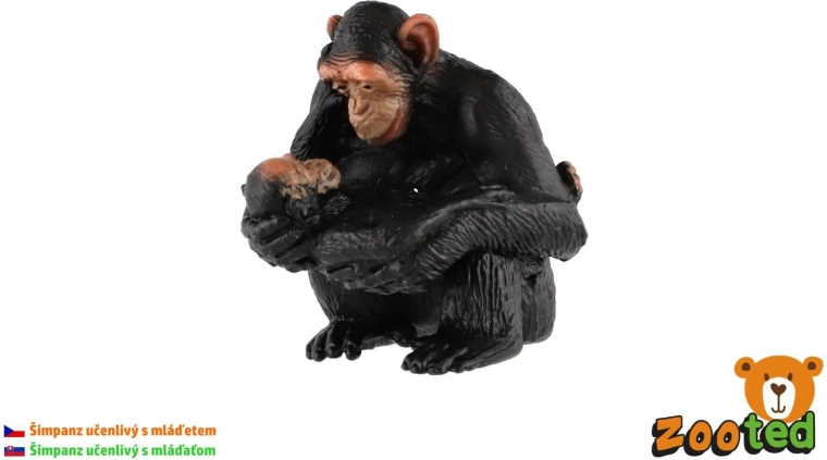 Figura de una hembra de chimpancé común con su cría