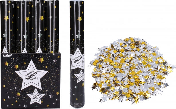 Cañón de confeti para fiesta estrellas 40 cm
