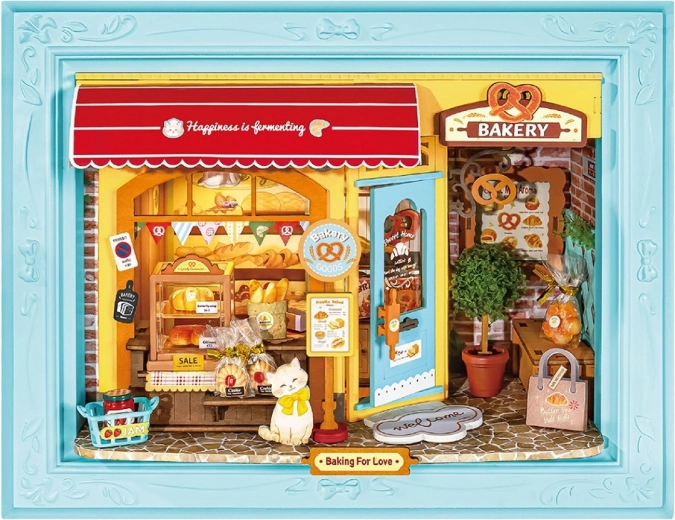 RoboTime rompecabezas 3D de madera en marco – panadería Fluffy Cat