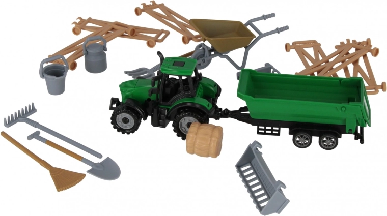 Abundantes accesorios de granja en el paquete
