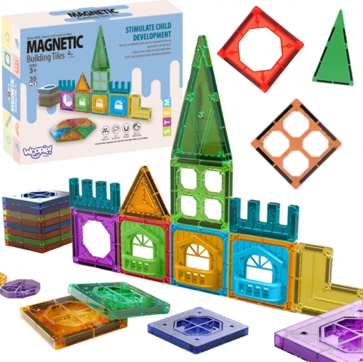Bloques de construcción magnéticos 3D WOOPIE: set educativo Castillo, 30 piezas