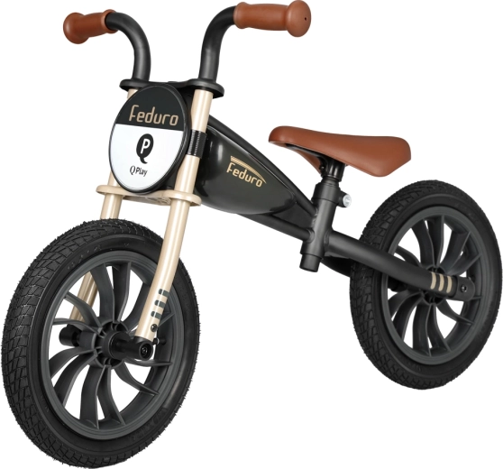 Bicicleta de equilibrio QPLAY Feduro black/golden para niños de 3 a 6 años