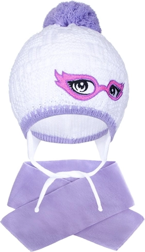 Gorro infantil de invierno tejido con bufanda New Baby morado 3–4 años
