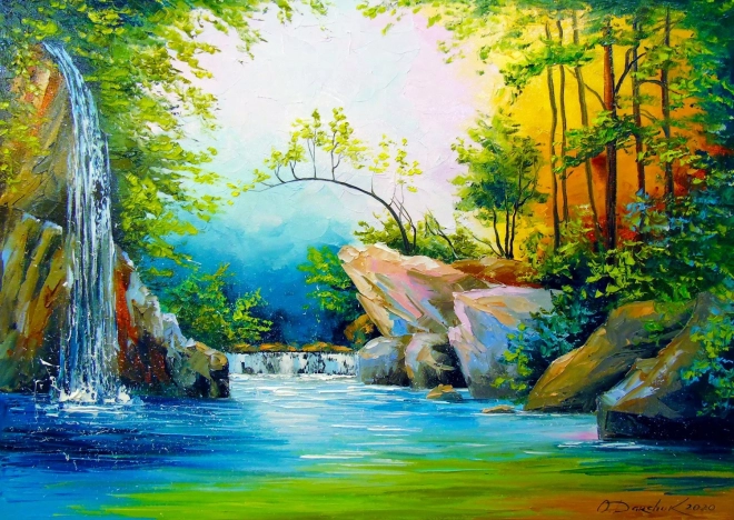 Puzzle ENJOY En el bosque junto a la cascada 1000 piezas