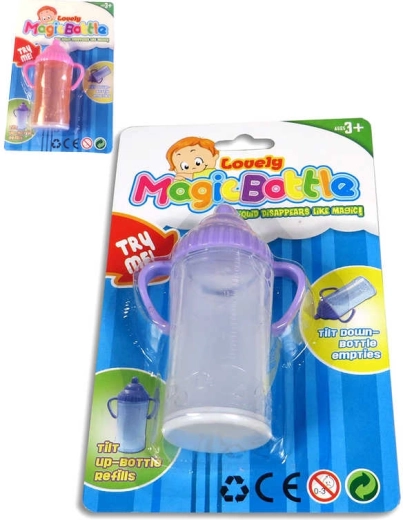 Biberón mágico para bebé muñeca con líquido que desaparece 16 cm - 1 unidad