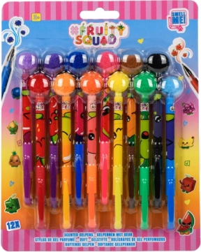 Bolígrafos de gel perfumados con pompón, set de 12 colores