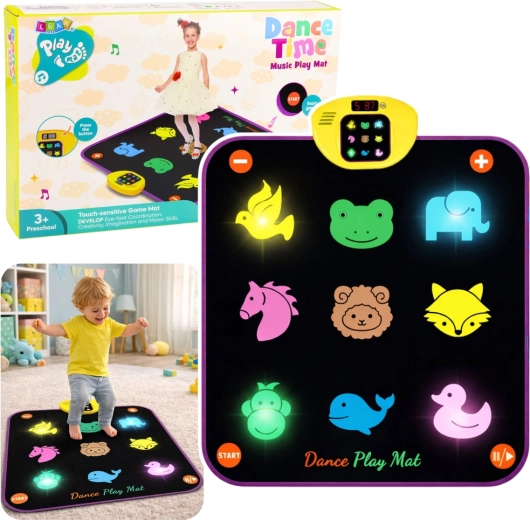 Alfombrilla de baile interactiva con animalitos, 5 modos de juego, 3 niveles de dificultad, efectos de luz
