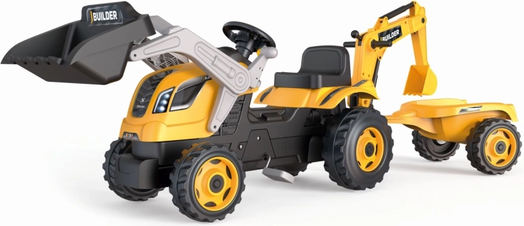 Tractor de pedales Builder Max con excavadora y remolque