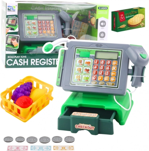 Caja registradora infantil con accesorios con luces y sonidos – verde