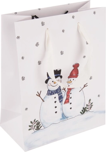 Bolsa de regalo de papel con motivo de muñeco de nieve 14 × 7 × 18 cm