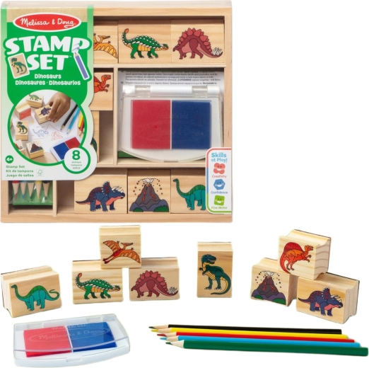 Melissa & Doug set creativo de dinosaurios – sellos, almohadilla de tinta y lápices de colores