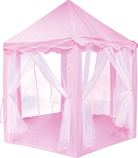 Tienda infantil rosa con forma de castillo para princesas