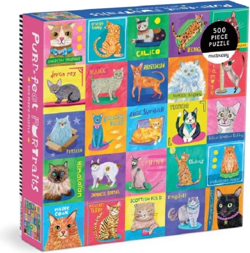 Puzzle Mudpuppy Retratos de gatos 500 piezas