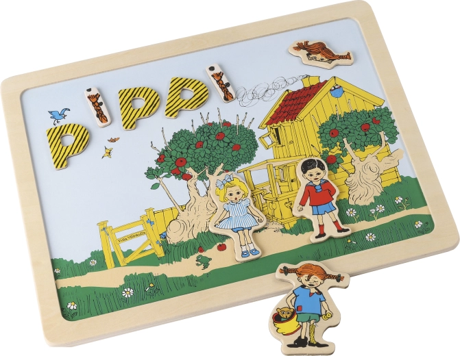 Pizarra magnética de doble cara con letras e imágenes Pippi