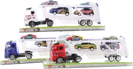 Camión con coches de carreras, 3 colores