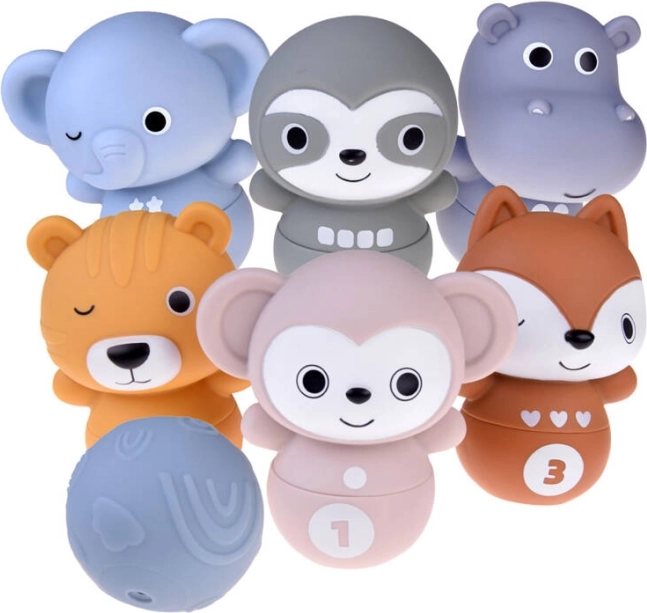 Juego infantil de bolos con animales del Zoo