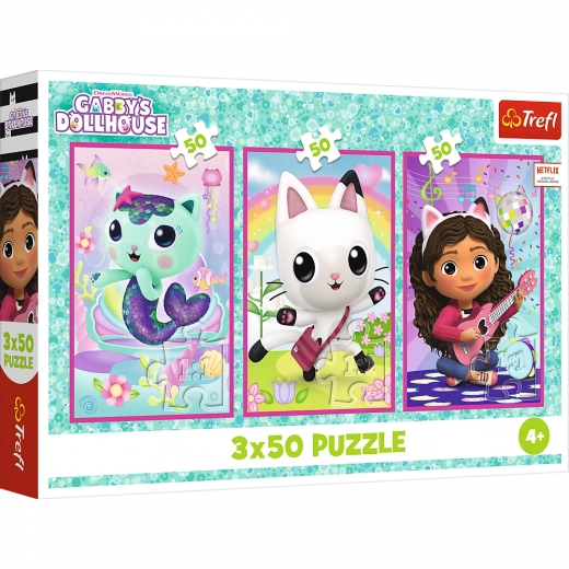 Puzzle 3x50 - La casa de muñecas de Gabby: Conoce a Gabby y a los gatitos