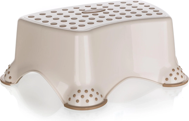 Taburete de plástico antideslizante color crema 40,5 × 28,5 × 14 cm