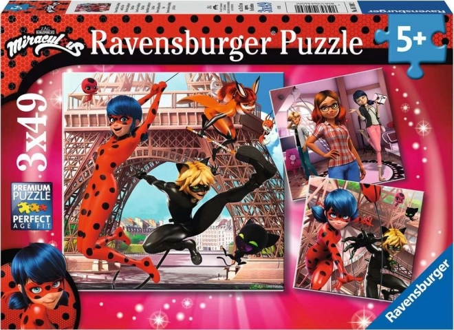 Puzles infantiles RAVENSBURGER MIRACULOUS 3×49 piezas