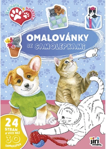Libro para colorear A4 con pegatinas de cachorritos y gatitos