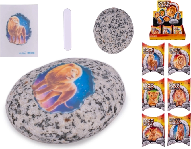 Piedrecita con pegatina – león safari, kit creativo para niños