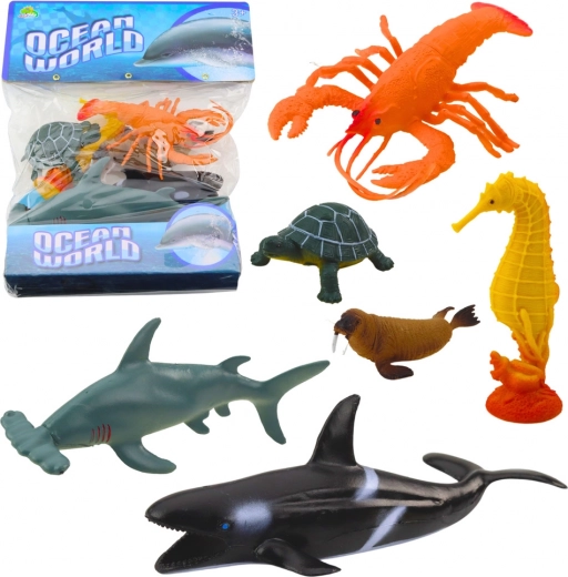 Juego de figuras de plástico de animales marinos (6 uds.)