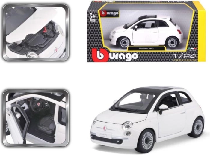 Bburago Fiat 500 modelo de coche 1:24 blanco