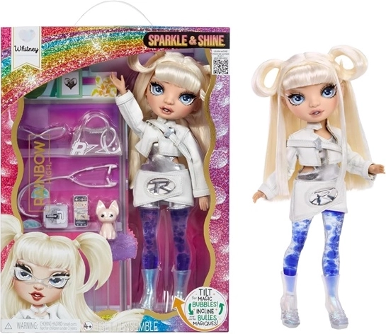 Rainbow High Sparkle & Shine white – muñeca de moda coleccionable con efecto brillante