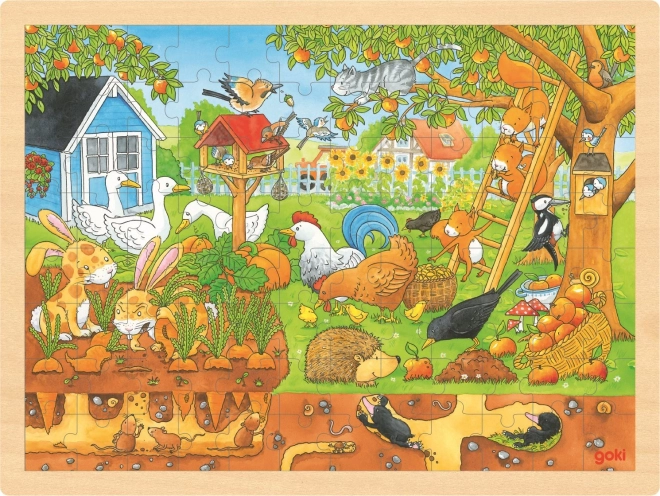 Puzzle de madera Goki Rincón de nuestro jardín 96 piezas