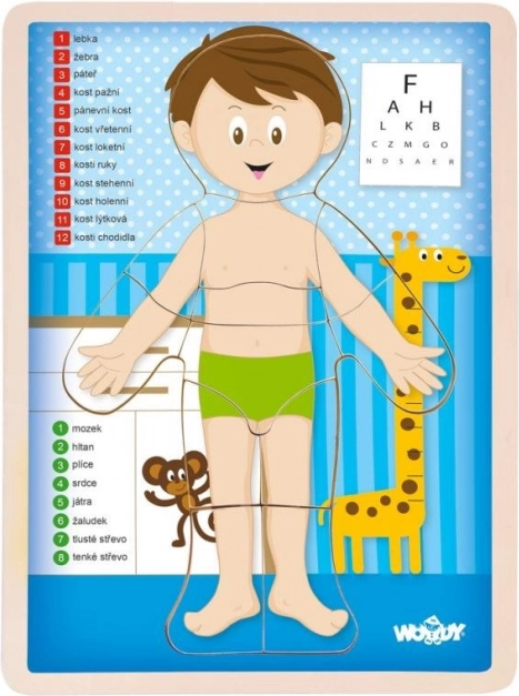 Puzzle de madera Woody de doble cara Cuerpo humano - niño