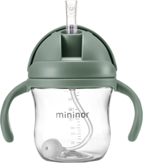 Botella Mininor con pajita de tritán Willow Green 330 ml