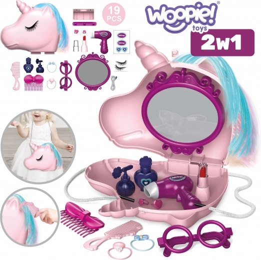 Tocador infantil 2 en 1 salón de belleza en bolso unicornio WOOPIE