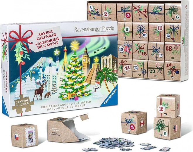 Calendario de Adviento puzzle RAVENSBURGER – Navidad por todo el mundo, 24×54 piezas