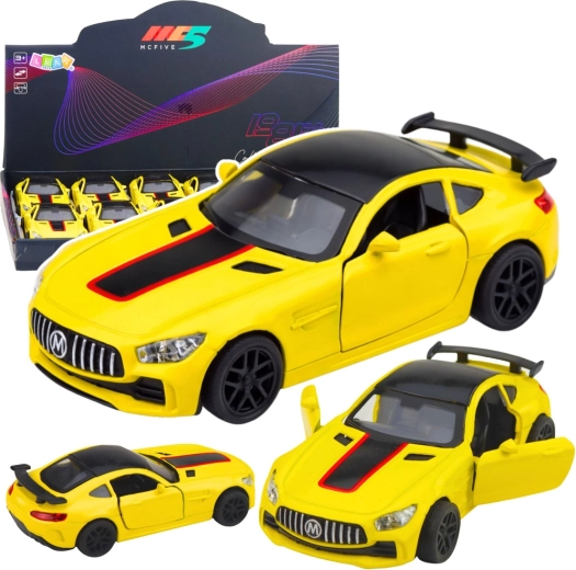 Modelo deportivo metálico de coche 1:32 con luces y sonidos – amarillo con puertas abatibles