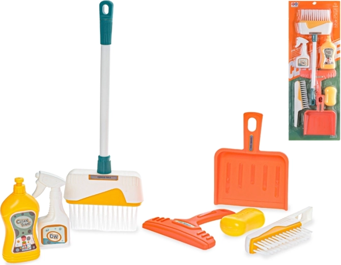 Set de limpieza para niños de 7 piezas con cesta