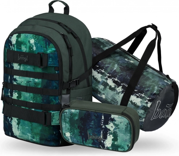 Set BAAGL Skate Forest: mochila, estuche y bolsa deportiva