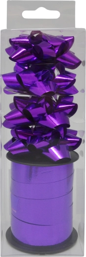 Set de lazos y cinta de regalo, morado, 4 uds + cinta 10 m