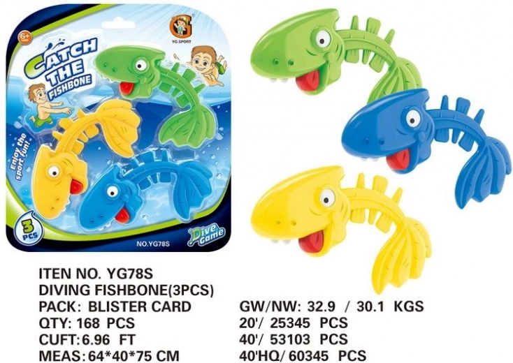 Juguete de inmersión – set de esqueleto de pez, 3 uds