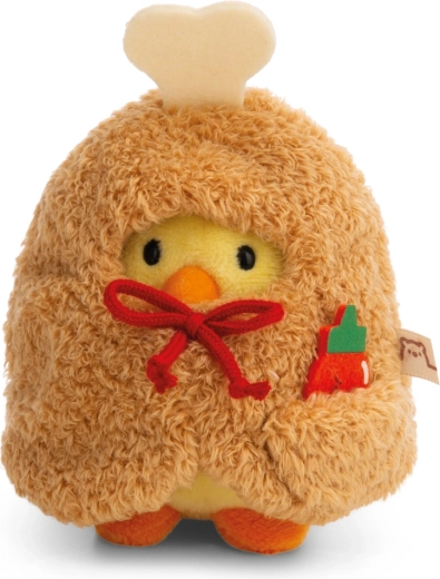 Peluche pollito NICI MyMochi Tschieps 8 cm con disfraz de muslito de pollo con salsa chili – set de regalo