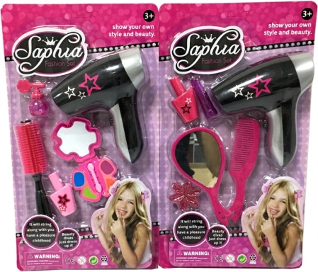 Set de cosmética infantil con secador – juego de peluquería y maquillaje