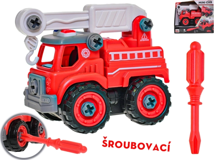Coche de bomberos desmontable con tornillos 13 cm
