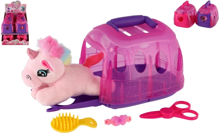 Unicornio de peluche en caja de transporte - 1 unidad