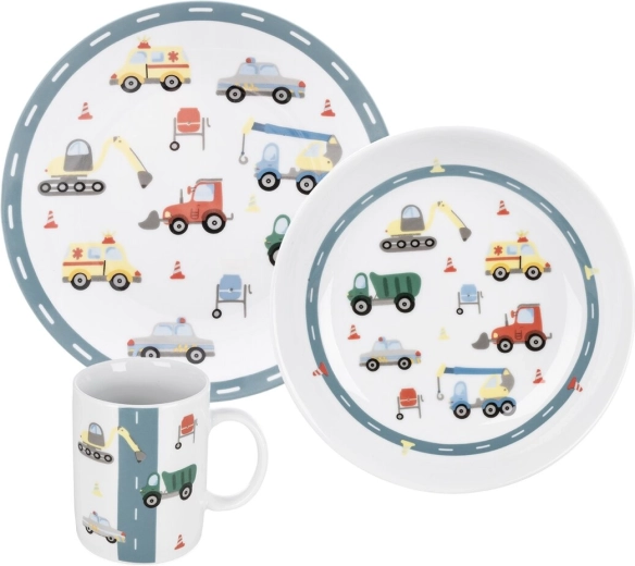 Set de platos infantiles compartimentados coches (3 uds)
