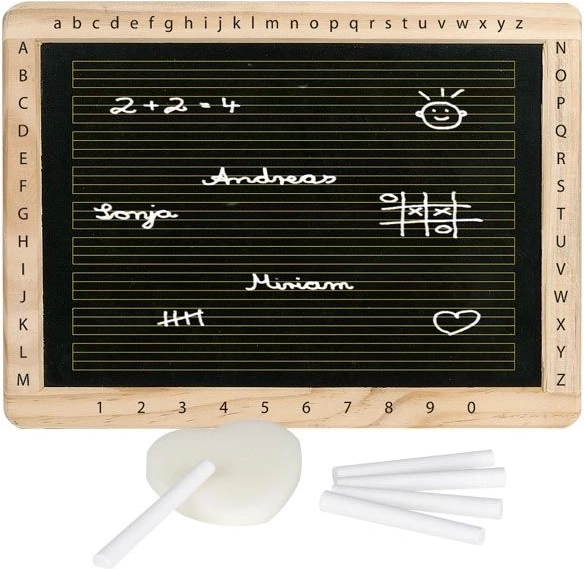 Pizarra con marco de madera y letras de Goki