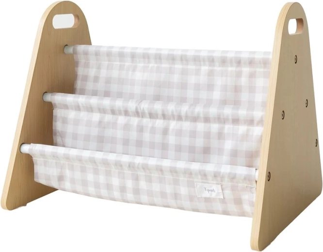 3 Sprouts soporte de doble cara para libros infantiles gingham beige